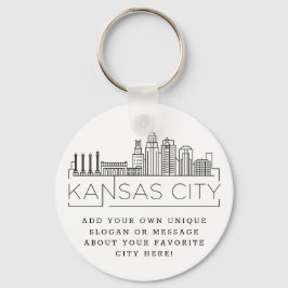 Kansas City Stylized Skyline | Anpassningsbar Slog Nyckelring