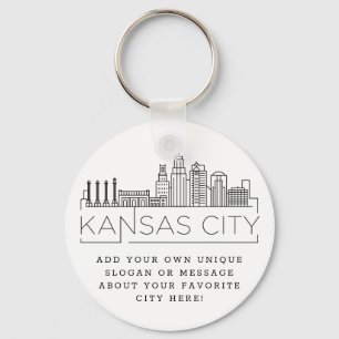 Kansas City Stylized Skyline Anpassningsbar Sloga Nyckelring