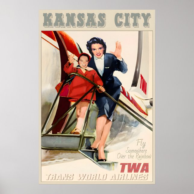 Kansas City TWA Trans World Airlines Ny Retro Poster (Framsidan)
