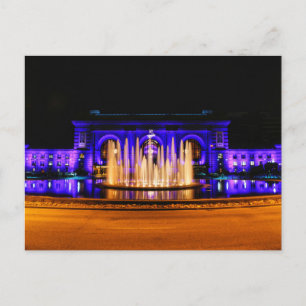 Kansas City Union Station på natten vykort
