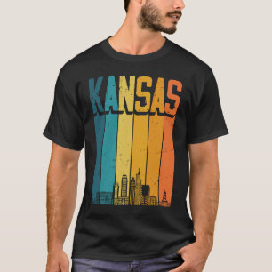 Kansas City USA Retro Vintage Sunset Skyline Kansa T Shirt