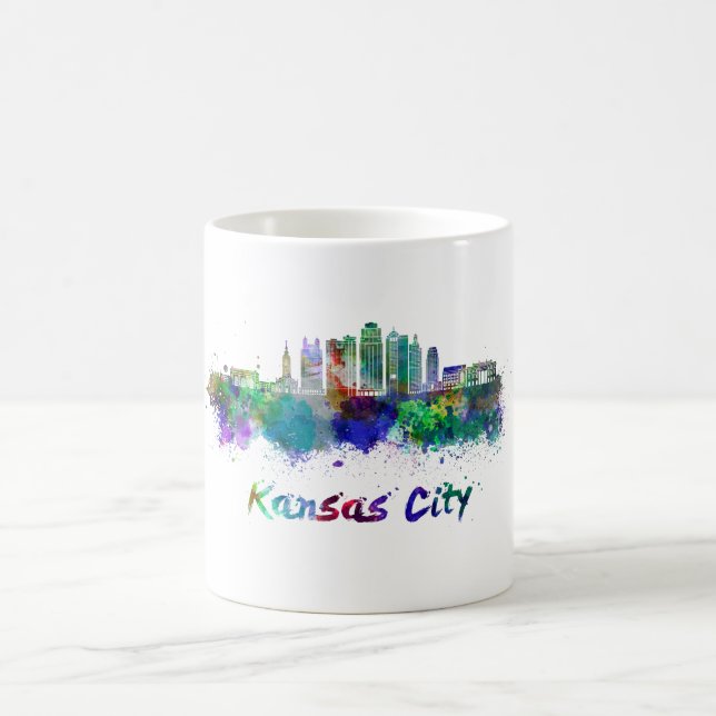 Kansas City V2  skyline in watercolor Kaffemugg (Center)