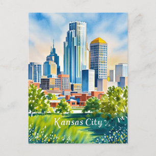 Kansas City vatten färg Vykort
