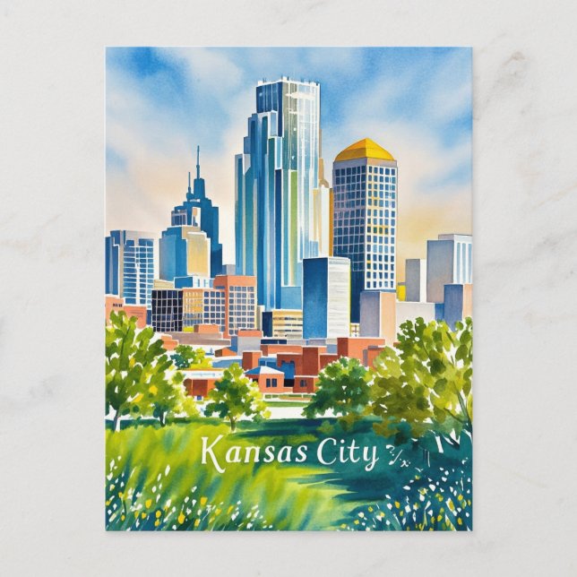 Kansas City vatten färg Vykort (Framsida)