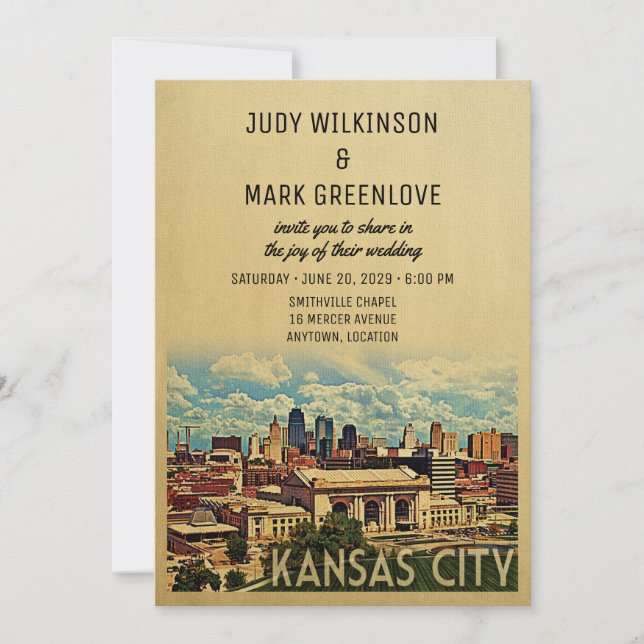 Kansas City Wedding Invouri Inbjudningar (Framsida)