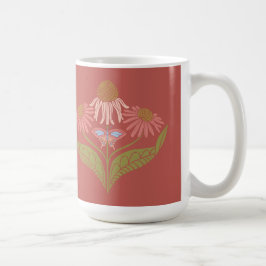 Kansas Cone Flowers 15 oz, Rosa, koral, Grönt Kaffemugg