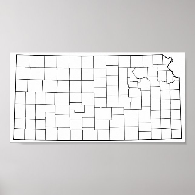 Kansas Countys Blank Outline Karta Poster (Framsidan)