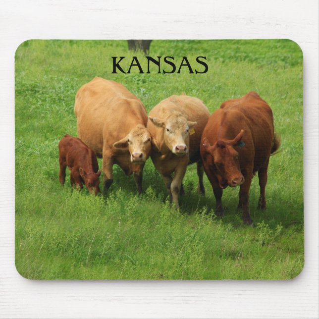 Kansas Cow är i en grönt Mouse Pad Musmatta (Framsidan)