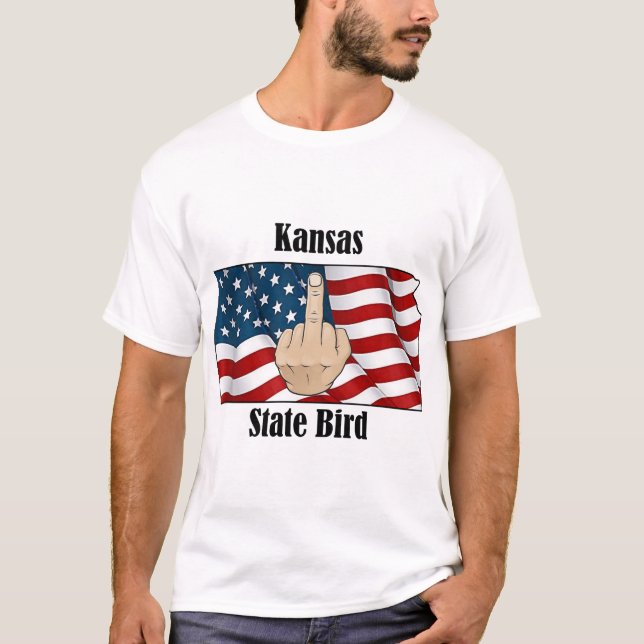 Kansas-delfågel t-shirt mitten finger flagga (Framsida)