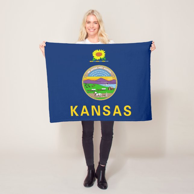 Kansas delstatsflagga fleecefilt (På plats)