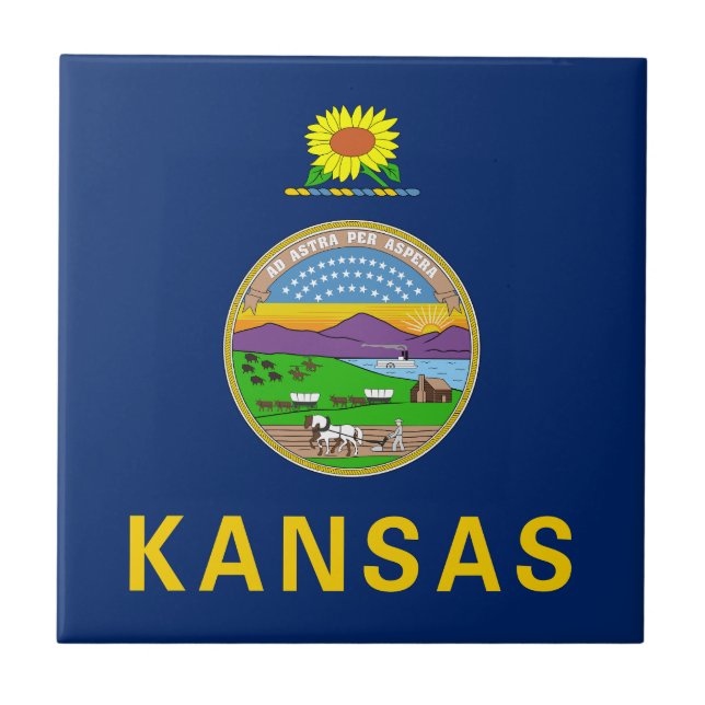 Kansas delstatsflagga kakelplatta (Framsidan)