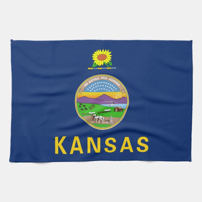Kansas delstatsflagga kökshandduk (Horisontell)