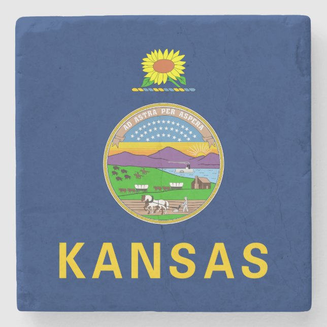 Kansas delstatsflagga stenunderlägg (Framsidan)