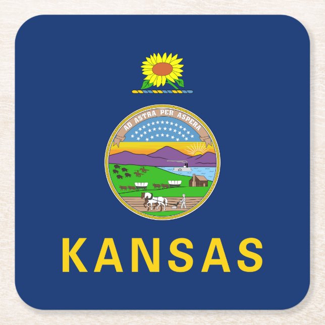 Kansas delstatsflagga underlägg papper kvadrat (Framsidan)