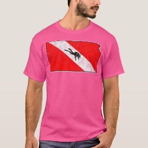 Kansas Dive Flagga Dyka State Karta Dive Flagga T Shirt