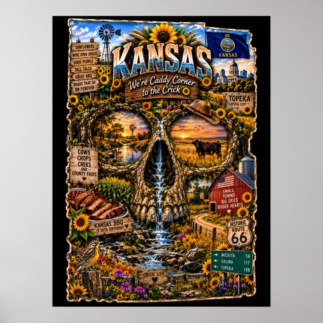 Kansas Dödskalle Konsttryck | State of Mind Poster (Framsidan)
