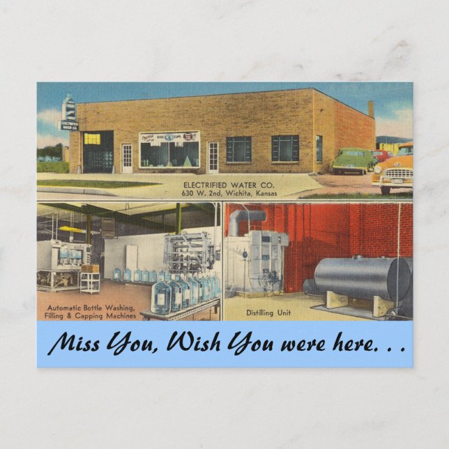 Kansas, Electrified Vatten Co., Wichita Vykort (Framsida)