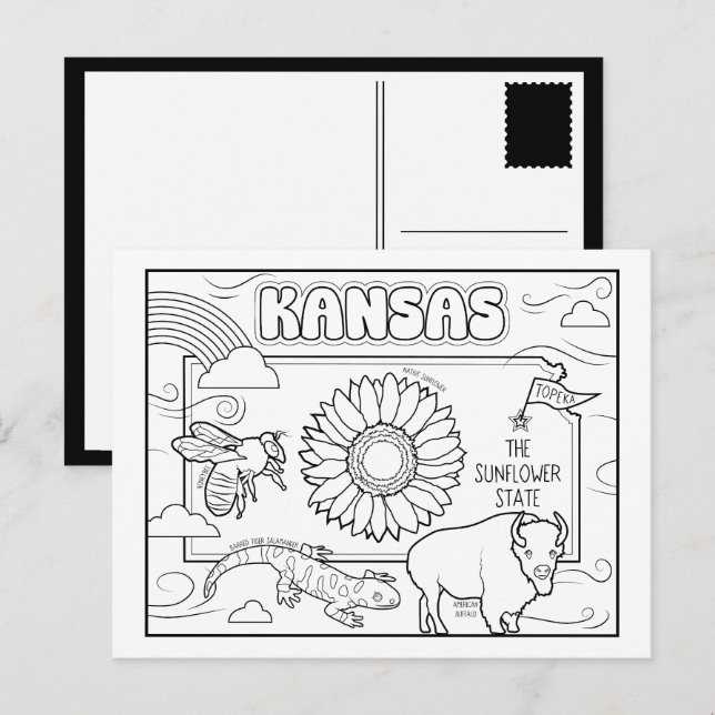 kansas färga mig collage vykort (Fram/baksida)
