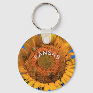 Kansas-färgad solros nyckelring