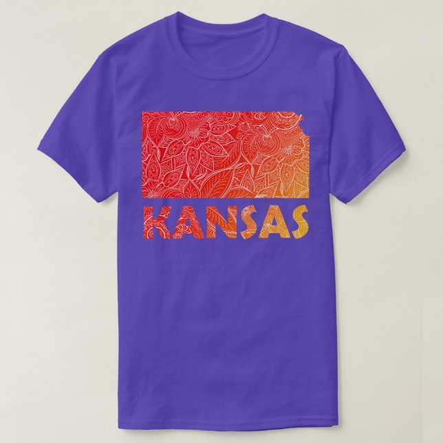 Kansas färgade mandalatart karta med text på är t shirt (Design framsida)