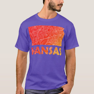 Kansas färgade mandalatart karta med text på är t shirt
