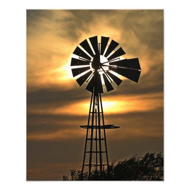 Kansas-färgade Sunset med moln och Sol Fototryck (Framsidan)