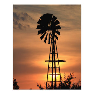 Kansas-färgade Sunset med moln och Sol Fototryck