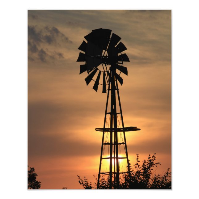 Kansas-färgade Sunset med moln och Sol Fototryck (Framsidan)