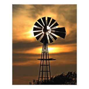 Kansas färglös Sunset med moln och Sol Fototryck