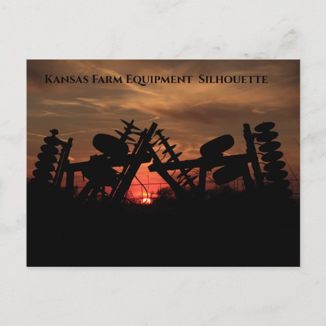 Kansas Farm Equipment Silhouette Post Card Vykort (Framsida)
