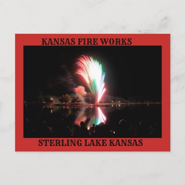 Kansas Fire Works på nattkortet Vykort (Framsida)