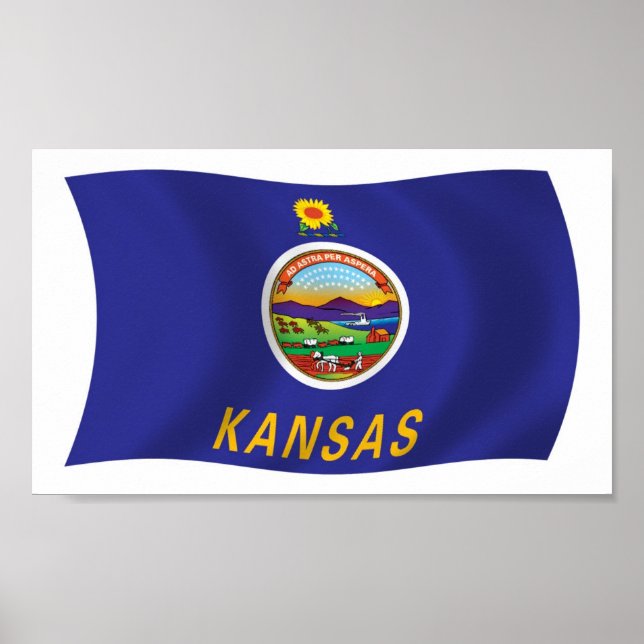 Kansas Flagga Affisch Print (Framsidan)