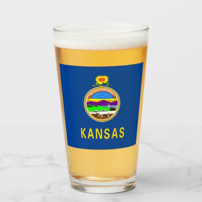 Kansas flagga glaskopp (Framsida fylld)