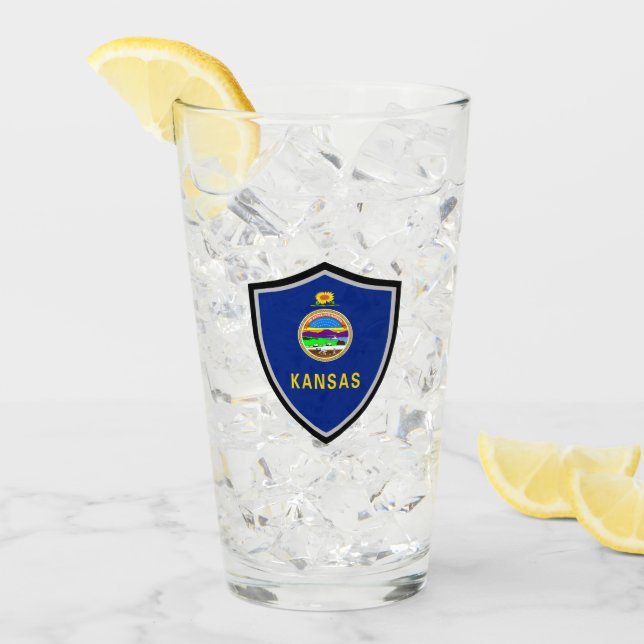 Kansas flagga glaskopp (Framsida Ice)