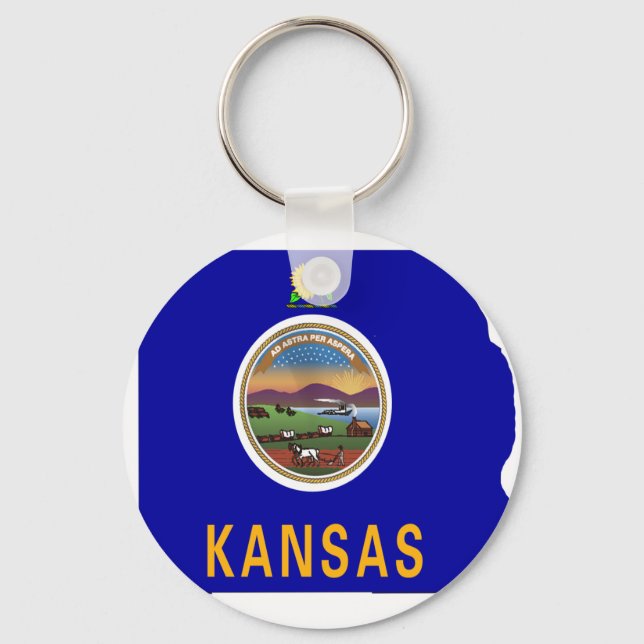 Kansas Flagga Karta Nyckelring (Framsida)