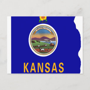 Kansas Flagga Karta Vykort