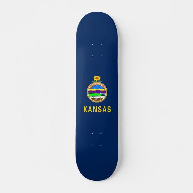 Kansas flagga mini skateboard bräda 18,5 cm (Framsida)