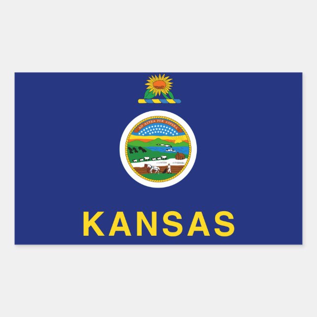 Kansas Flagga Rektangulärt Klistermärke (Framsida)