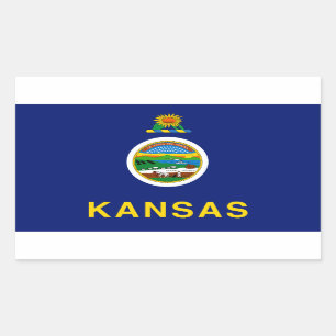 Kansas Flagga Rektangulärt Klistermärke