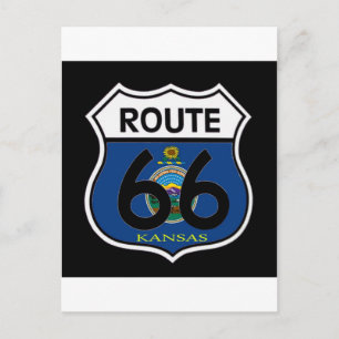 Kansas Flagga Route 66 Shield Vykort
