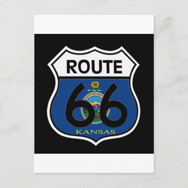 Kansas Flagga Route 66 Shield Vykort (Framsida)