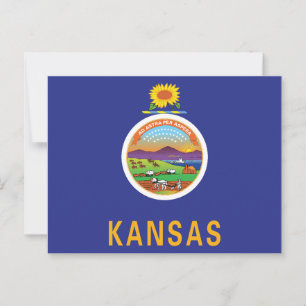 Kansas Flagga Solros Sigill & Ad Astra Souvenir Vykort
