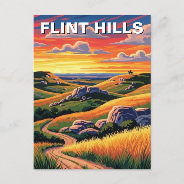Kansas Flint Hills-resa souvenir Vykort (Framsida)