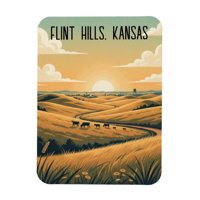 Kansas Flint Hills Resminnen Magnet (Vertikal)