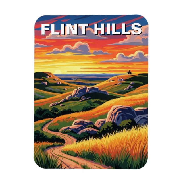 Kansas Flint Hills Travel Souvenir Magnet (Vertikal)