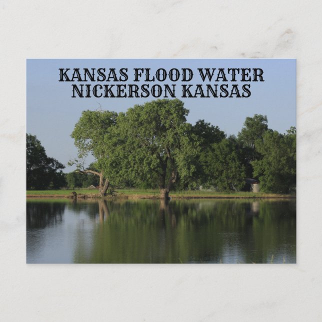 Kansas Flood Vatten Nickerson Kansas-postkort Vykort (Framsida)