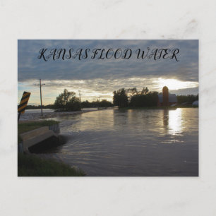 Kansas Flood vatten över ett färdkort Vykort