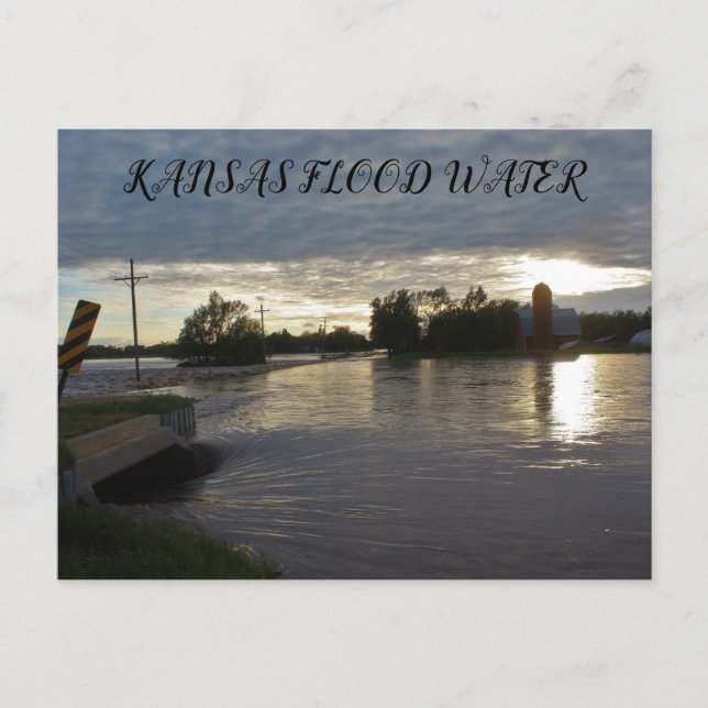 Kansas Flood vatten över ett färdkort Vykort (Framsida)