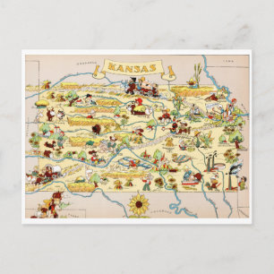 Kansas Funny Vintage Karta Vykort