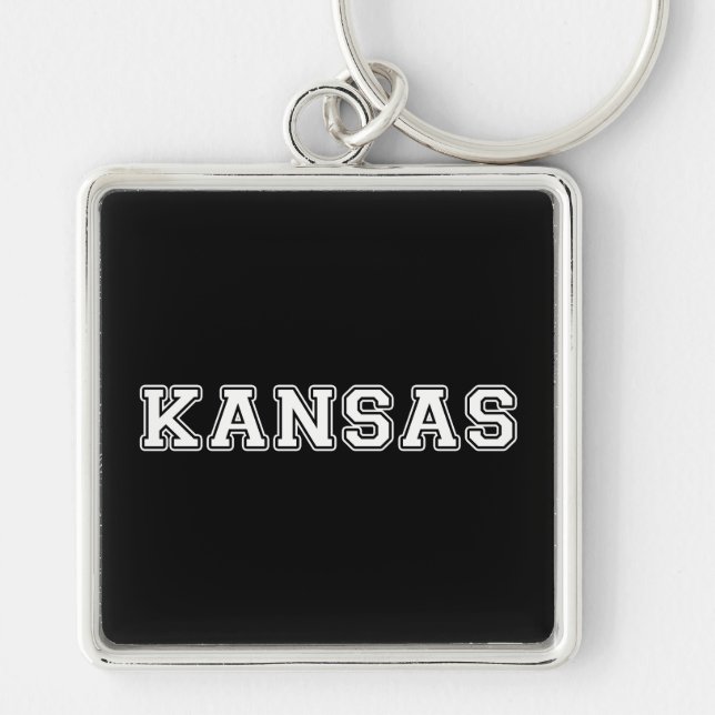 Kansas Fyrkantig Silverfärgad Nyckelring (Framsidan)